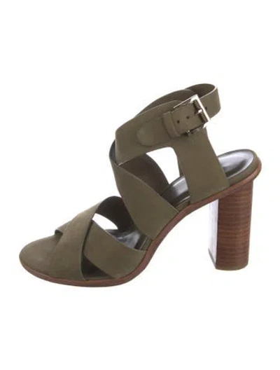 Pre-owned Joie Suede Slingback Sandals In Green