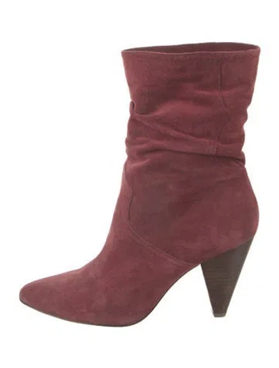 Pre-owned Joie Suede Slouch Boots In Burgundy
