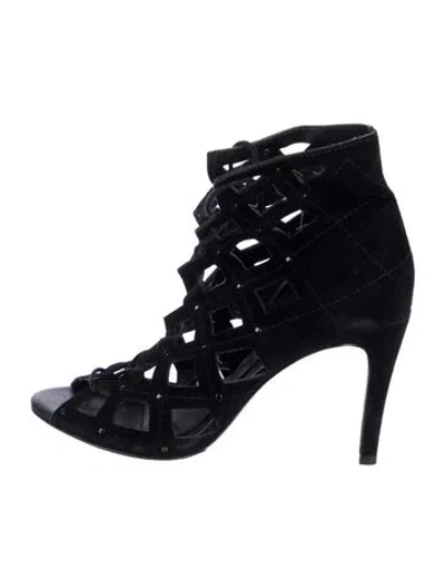Pre-owned Joie Suede Studded Accents Gladiator Sandals In Black