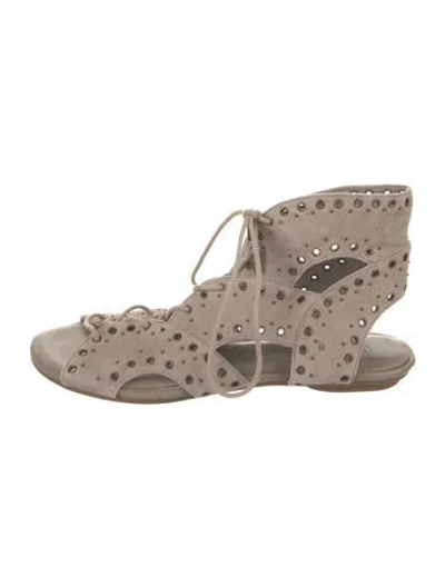 Pre-owned Joie Suede Studded Accents Gladiator Sandals In Neutrals