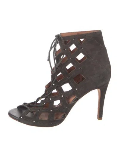 Pre-owned Joie Suede Studded Accents Sandals In Grey