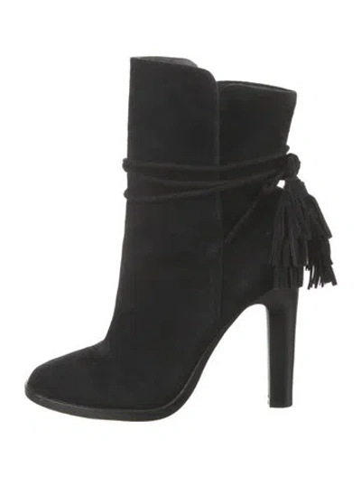 Pre-owned Joie Suede Tassel Accents Boots In Black