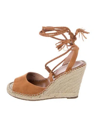 Pre-owned Joie Suede Tassel Accents Espadrilles In Brown
