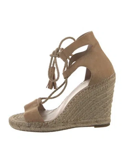 Pre-owned Joie Suede Tassel Accents Espadrilles In Neutral