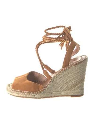 Pre-owned Joie Suede Tassel Accents Espadrilles In Neutral