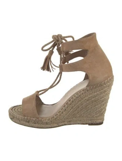 Pre-owned Joie Suede Tassel Accents Espadrilles In Neutrals