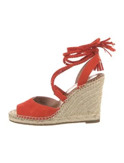 Pre-owned Joie Suede Tassel Accents Espadrilles In Red