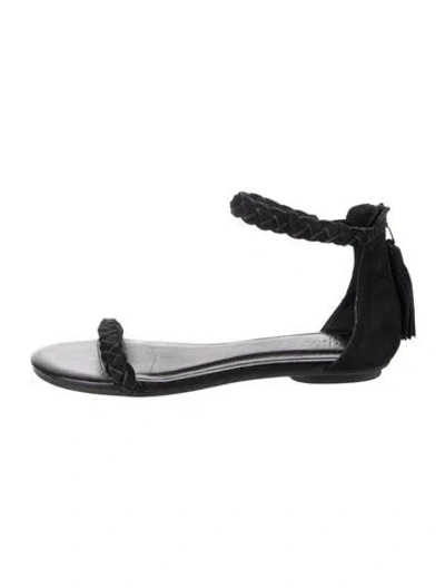 Pre-owned Joie Suede Tassel Accents Sandals In Black