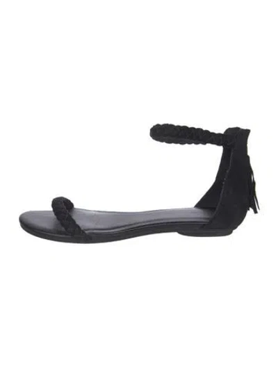 Pre-owned Joie Suede Tassel Accents Sandals In Black