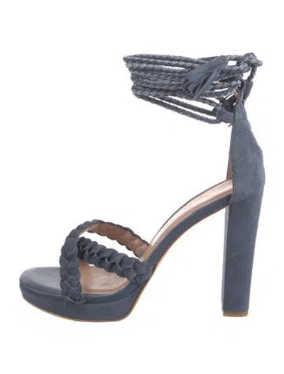 Pre-owned Joie Suede Tassel Accents Sandals In Blue