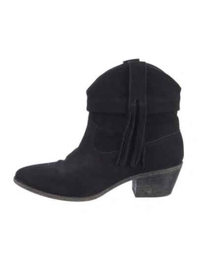Pre-owned Joie Suede Western Boots In Black