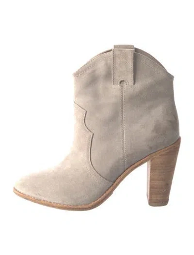 Pre-owned Joie Suede Western Boots In Gray