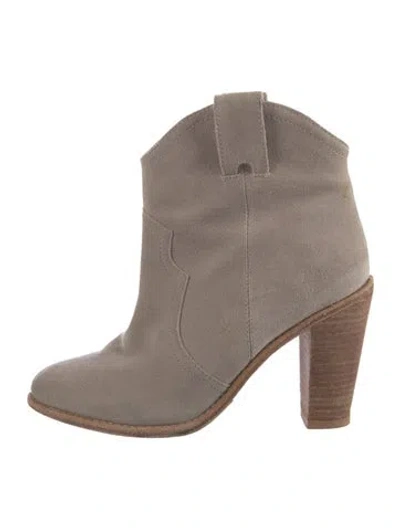 Pre-owned Joie Suede Western Boots In Gray
