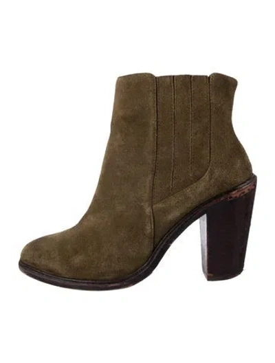 Pre-owned Joie Suede Western Boots In Green