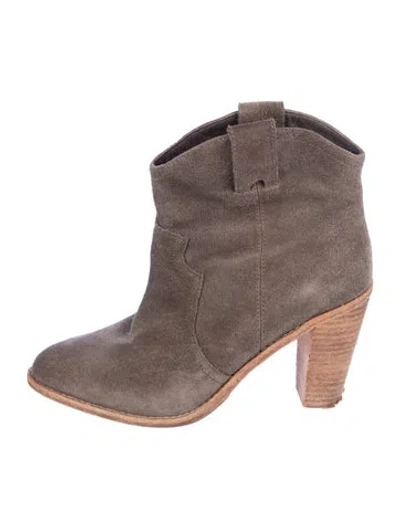Pre-owned Joie Suede Western Boots In Grey