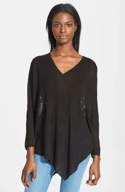 Joie 'tambrel B' Lace Back Asymmetrical Hem Sweater In Black