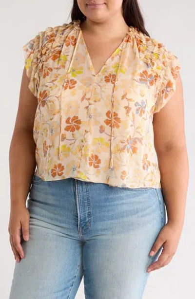 Joie Tezza Silk Top In Apricot Buff Multi