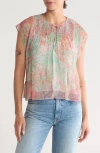 Joie Thana Print Silk Top In Greenbriar Multi