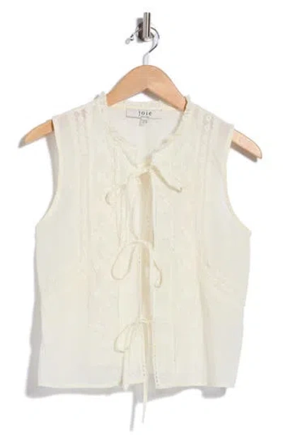 Joie Tie Front Sleeveless Cotton Top In Neutral