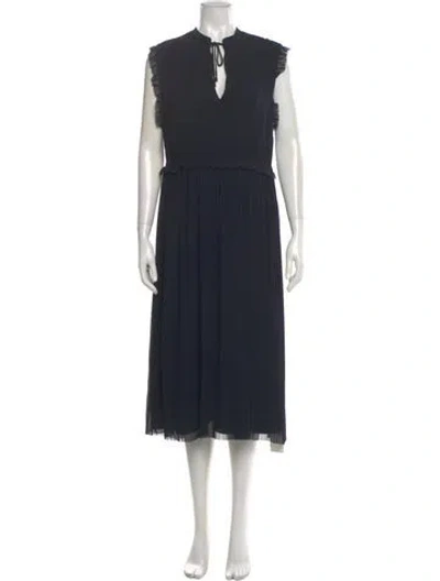 Pre-owned Joie Tie Neck Long Dress W/ Tags In Blue