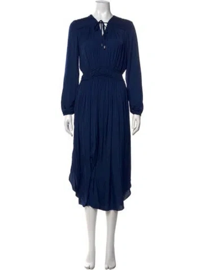Pre-owned Joie Tie Neck Midi Length Dress In Blue