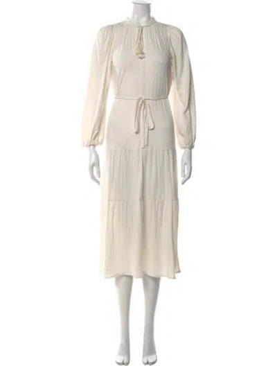 Pre-owned Joie Tie Neck Midi Length Dress W/ Tags In Neutral