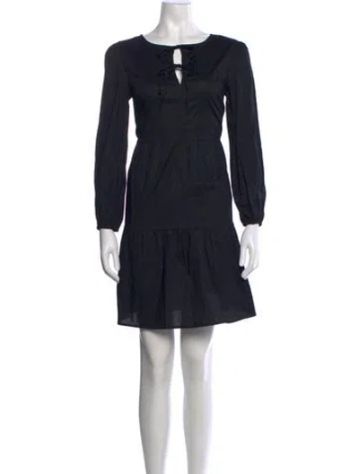 Pre-owned Joie Tie Neck Mini Dress In Black