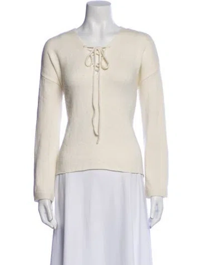 Pre-owned Joie Tie Neck Sweater In Neutral