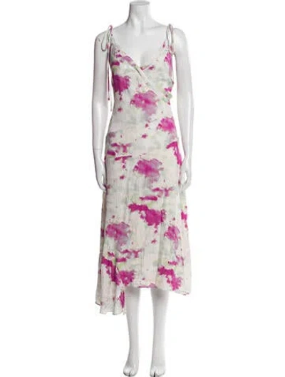 Pre-owned Joie Tie-dye Print Long Dress W/ Tags In White