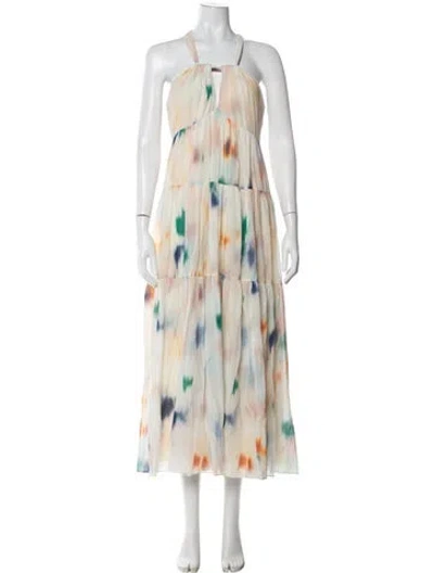 Pre-owned Joie Tie-dye Print Long Dress In White