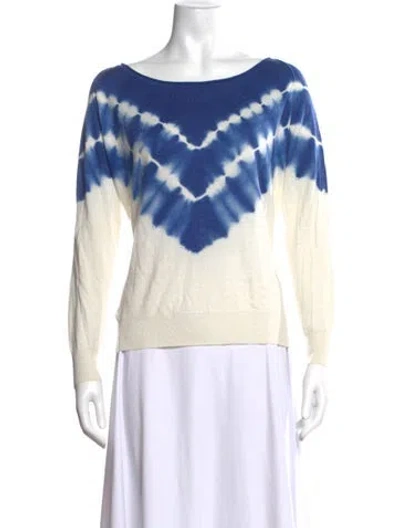 Pre-owned Joie Tie-dye Print Scoop Neck Sweater In Blue