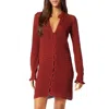 JOIE TORRENS COTTON SWEATER DRESS IN RUSSET BROWN RED