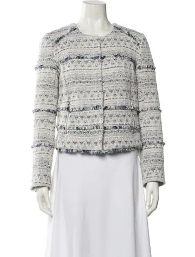 Pre-owned Joie Tweed Pattern Evening Jacket In Blue