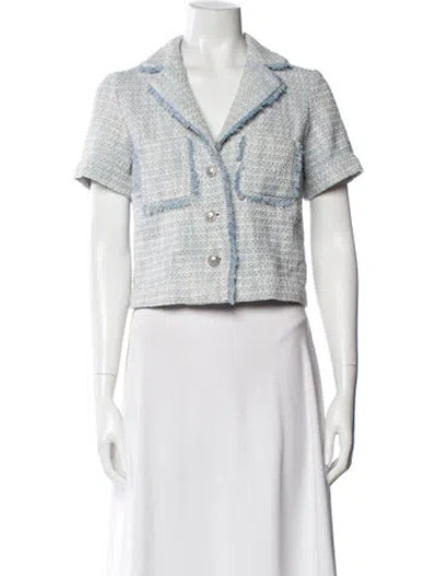 Pre-owned Joie Tweed Pattern Evening Jacket In Blue