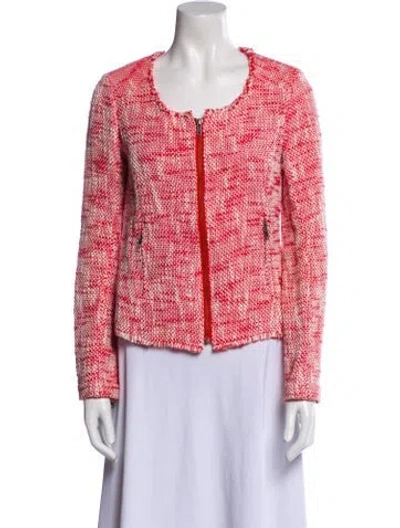 Pre-owned Joie Tweed Pattern Evening Jacket In Red
