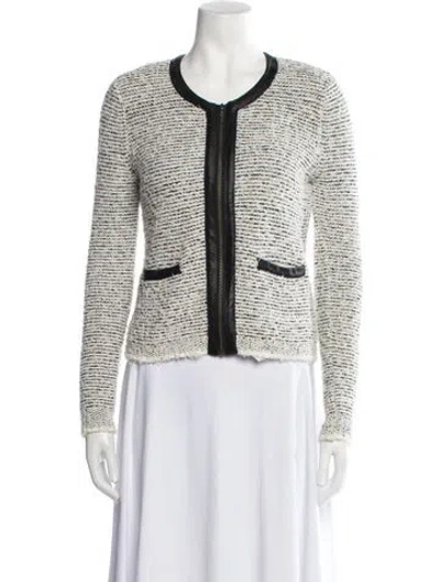 Pre-owned Joie Tweed Pattern Evening Jacket In White