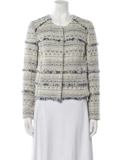 Pre-owned Joie Tweed Pattern Evening Jacket In White