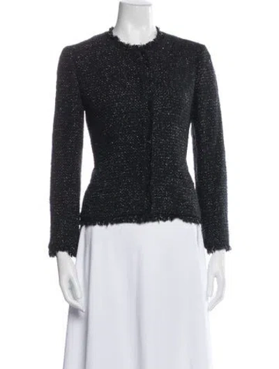 Pre-owned Joie Tweed Pattern Jacket In Black