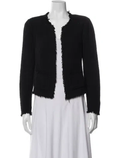 Pre-owned Joie Tweed Pattern Jacket In Black