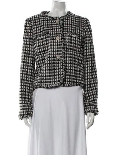 Pre-owned Joie Tweed Pattern Jacket In Black
