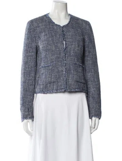 Pre-owned Joie Tweed Pattern Jacket In Blue