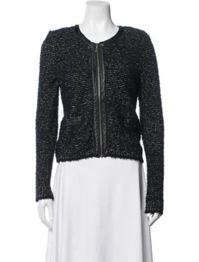 Pre-owned Joie Tweed Pattern Jacket In Blue