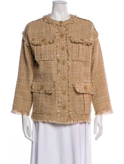 Pre-owned Joie Tweed Pattern Jacket In Brown