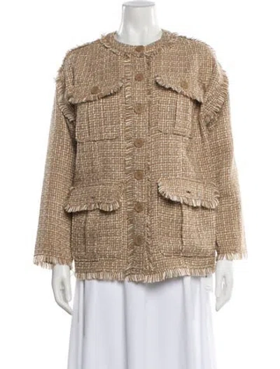 Pre-owned Joie Tweed Pattern Jacket In Brown