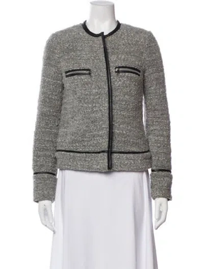 Pre-owned Joie Tweed Pattern Jacket In Grey