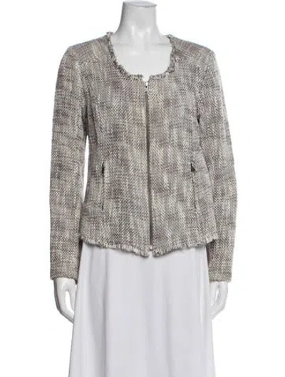 Pre-owned Joie Tweed Pattern Jacket In Grey