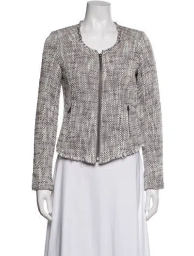 Pre-owned Joie Tweed Pattern Jacket In Grey