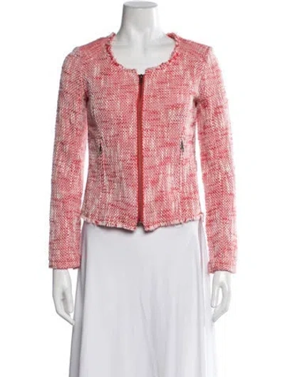 Pre-owned Joie Tweed Pattern Jacket In Red/white
