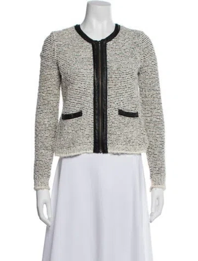Pre-owned Joie Tweed Pattern Jacket In White