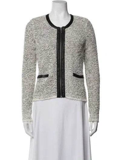 Pre-owned Joie Tweed Pattern Jacket In White